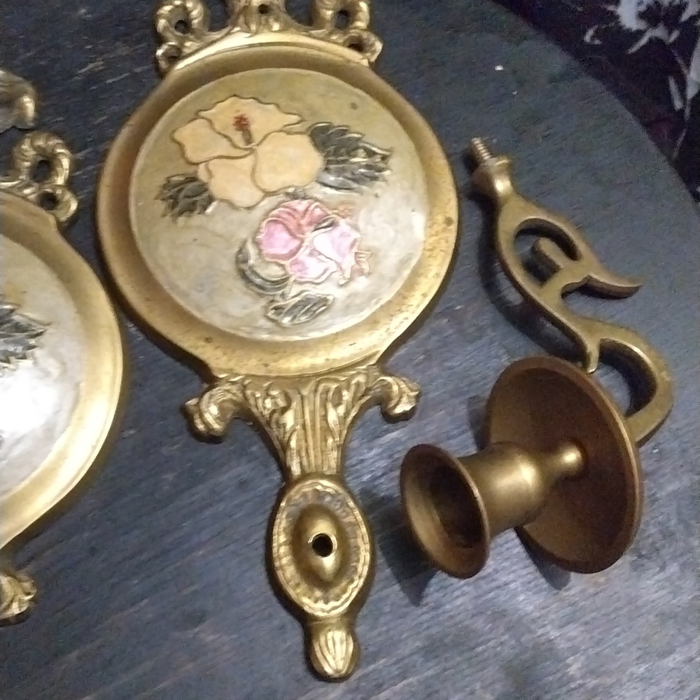 Vintage Brass candle wall holders - Picture 6 of 6